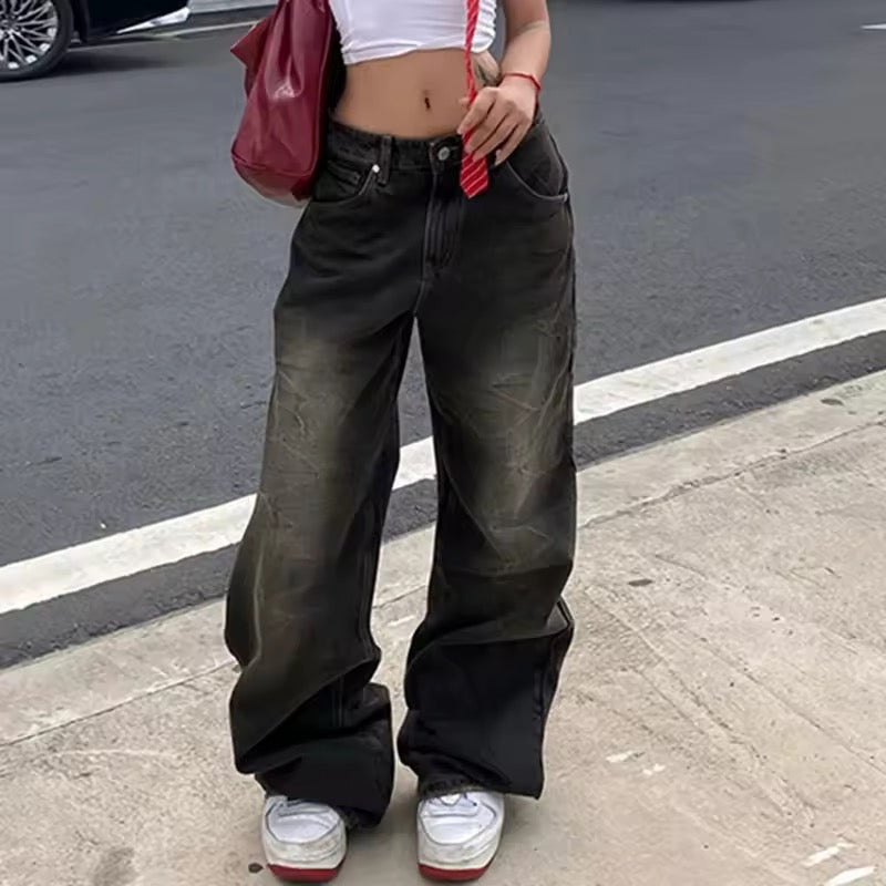 Low Waist Denim Jeans - Foggy Black